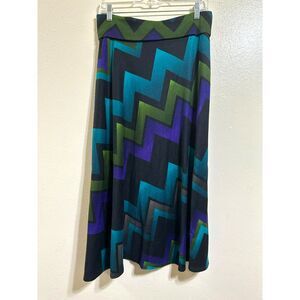 Sunny Leigh Women's Mod BOHO Knit Maxi Skirt Size L Chevron Design Warm